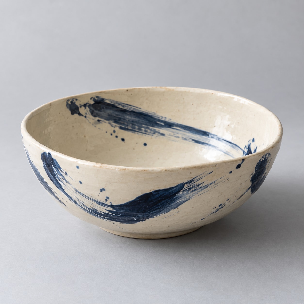 Indigo brushwork bowl